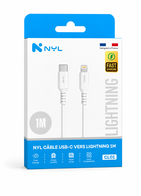 Cable USB-C Vers Lighting NYL 1m