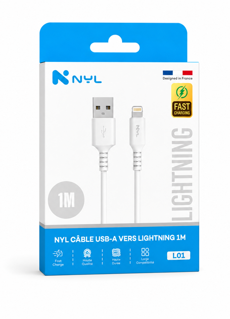 Cable USB A Vers Lightning  NYL