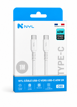 Cable Type C Vers Type C 60W  Tressé